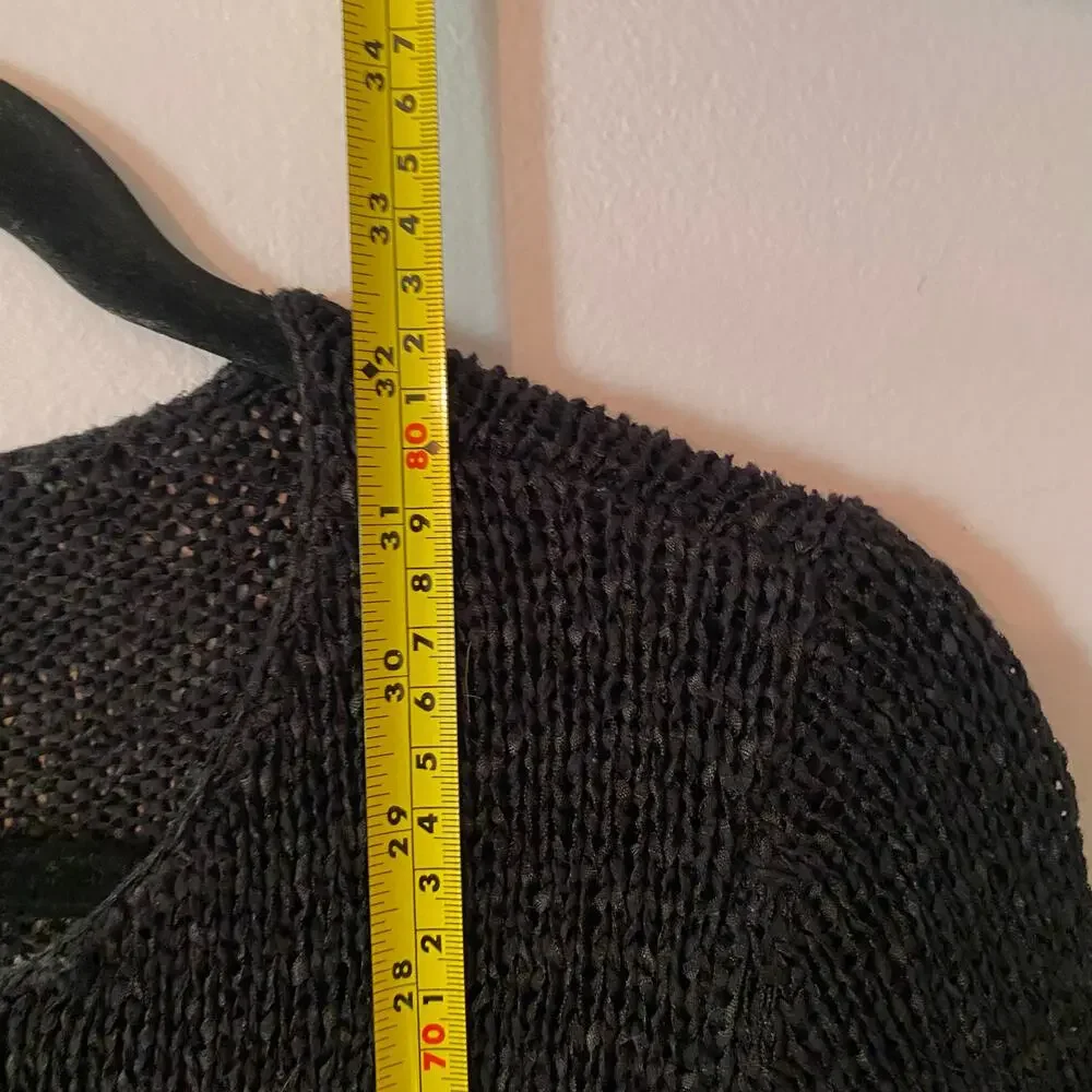 Chico's Black Knit Cotton Blend 3/4 Sleeve Sweater Minimalist Women's 2 / Large